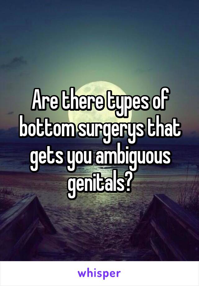 Are there types of bottom surgerys that gets you ambiguous genitals?