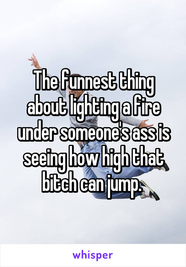 The funnest thing about lighting a fire under someone's ass is seeing how high that bitch can jump. 