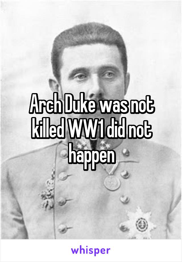 Arch Duke was not killed WW1 did not happen