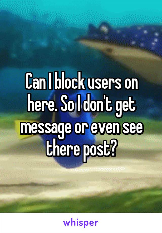 Can I block users on here. So I don't get message or even see there post?