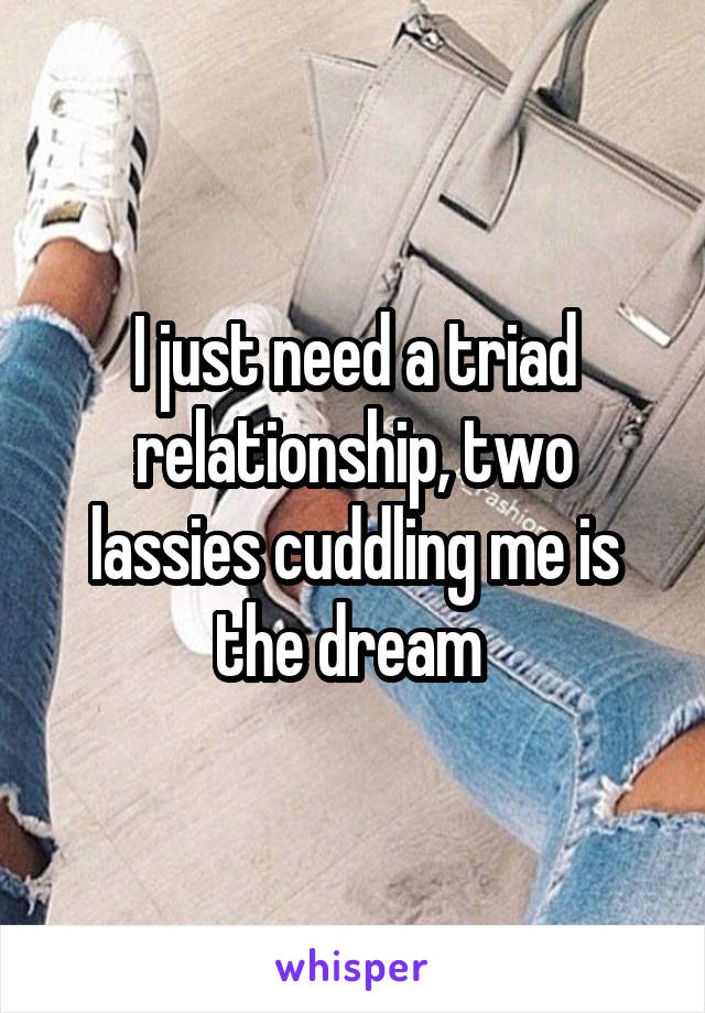 I just need a triad relationship, two lassies cuddling me is the dream 