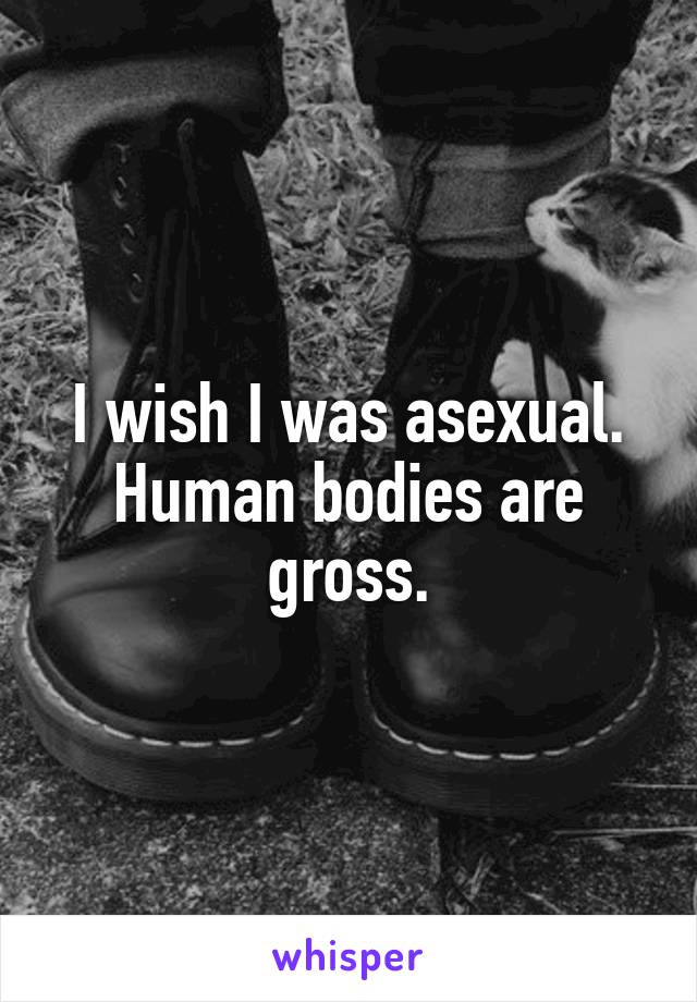 I wish I was asexual.
Human bodies are gross.