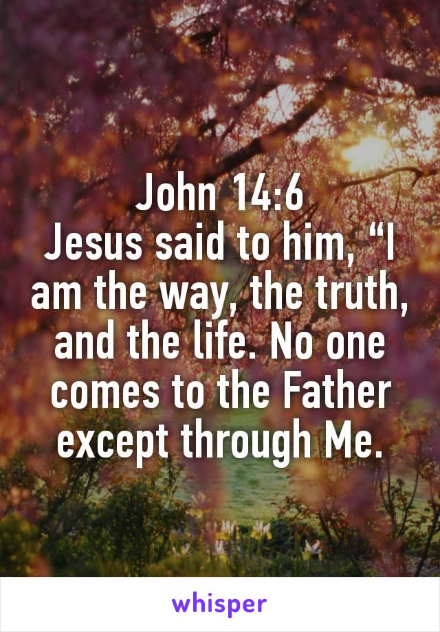 John 14:6
Jesus said to him, “I am the way, the truth, and the life. No one comes to the Father except through Me.