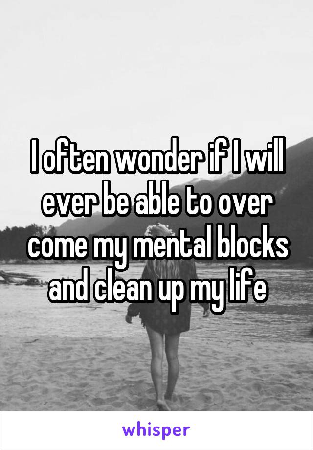 I often wonder if I will ever be able to over come my mental blocks and clean up my life