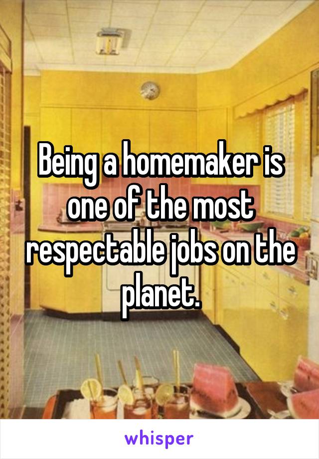 Being a homemaker is one of the most respectable jobs on the planet.