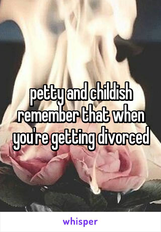 petty and childish
remember that when you're getting divorced