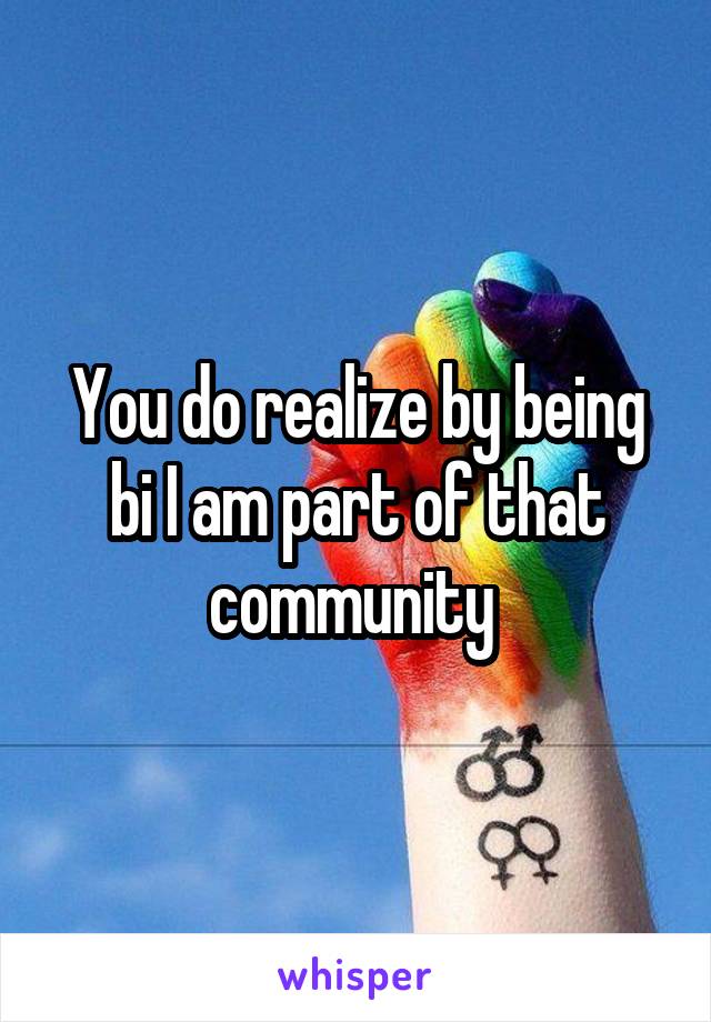 You do realize by being bi I am part of that community 