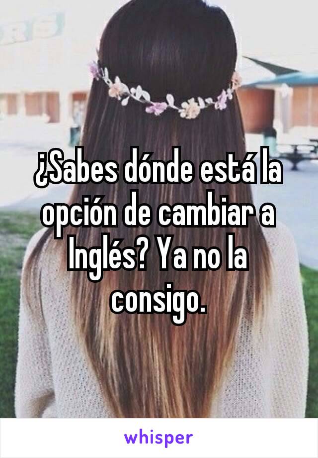 ¿Sabes dónde está la opción de cambiar a Inglés? Ya no la consigo.