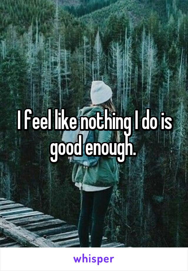 I feel like nothing I do is good enough. 