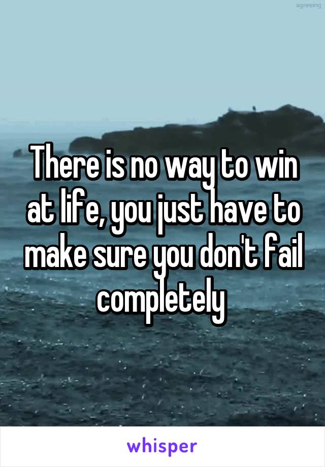 There is no way to win at life, you just have to make sure you don't fail completely 