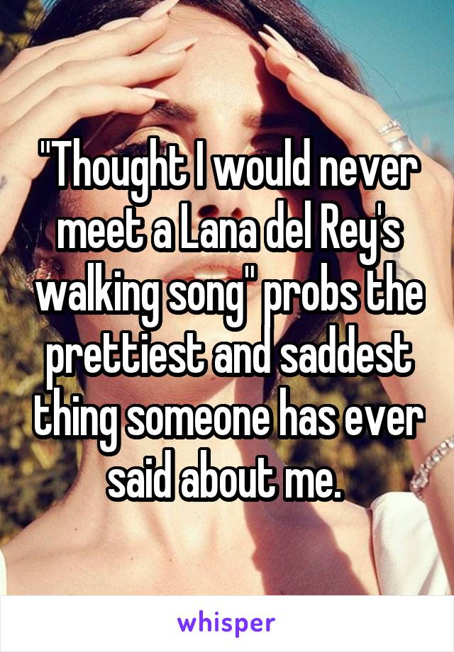 "Thought I would never meet a Lana del Rey's walking song" probs the prettiest and saddest thing someone has ever said about me. 