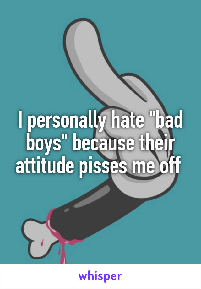 I personally hate "bad boys" because their attitude pisses me off 