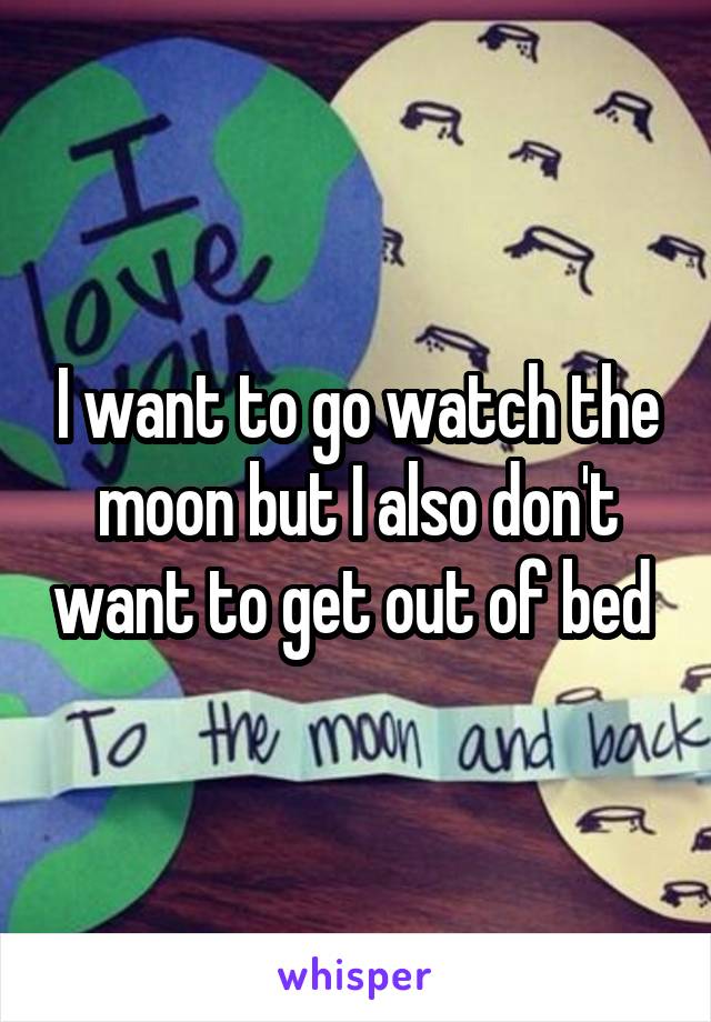 I want to go watch the moon but I also don't want to get out of bed 