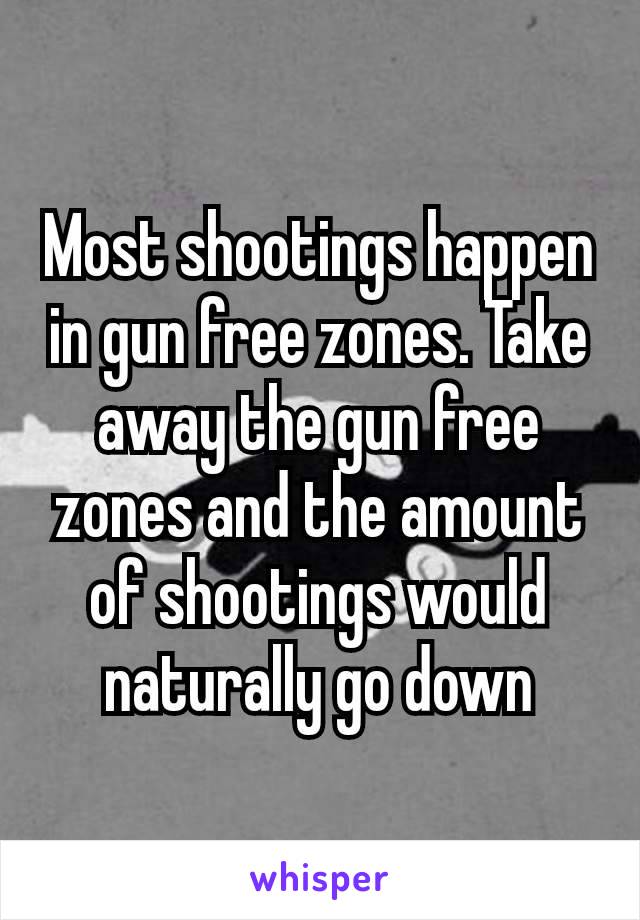 Most shootings happen in gun free zones. Take away the gun free zones and the amount of shootings would naturally​ go down