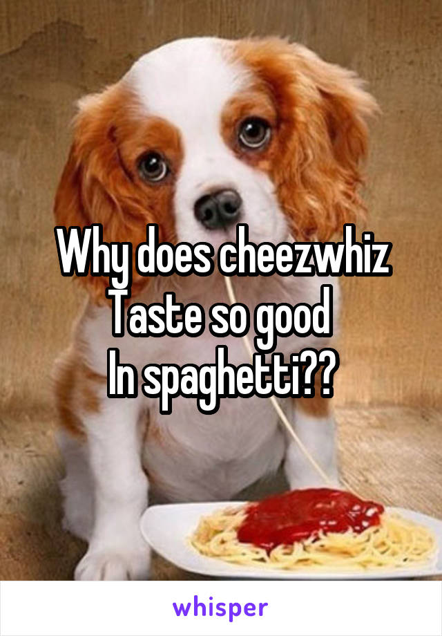 Why does cheezwhiz
Taste so good 
In spaghetti??