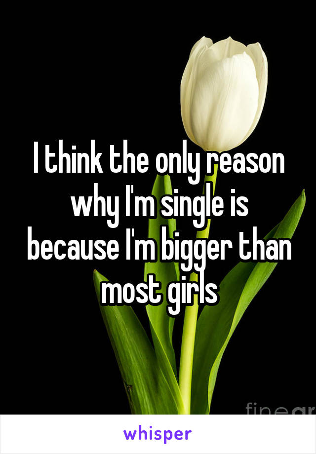 I think the only reason why I'm single is because I'm bigger than most girls