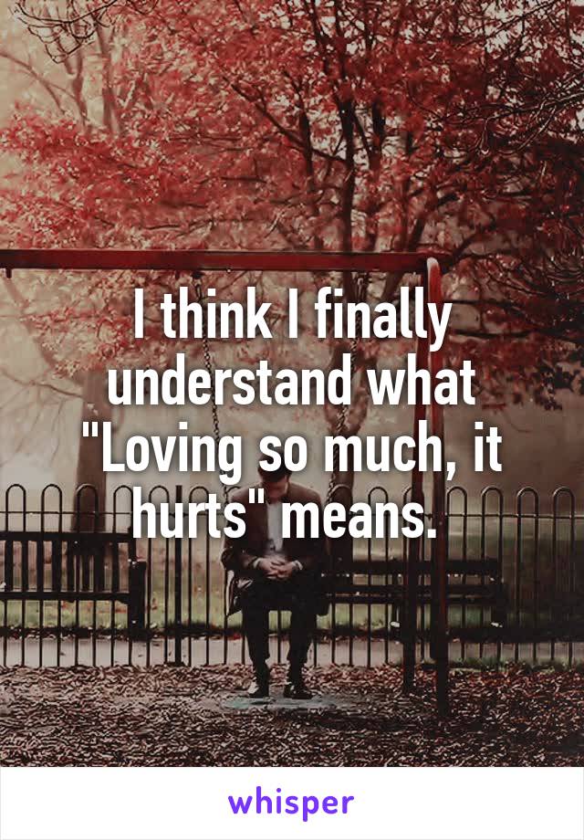 I think I finally understand what "Loving so much, it hurts" means. 