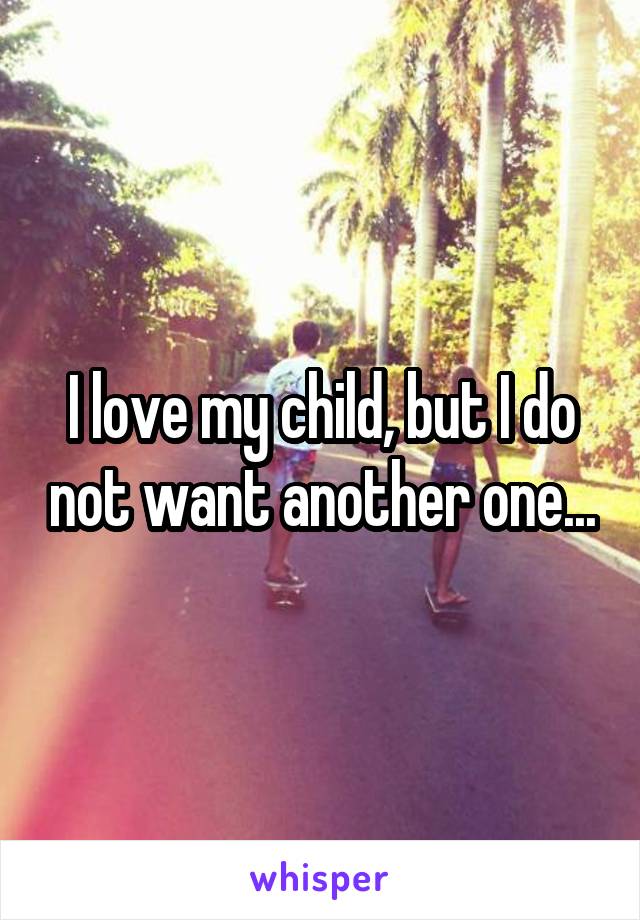 I love my child, but I do not want another one...