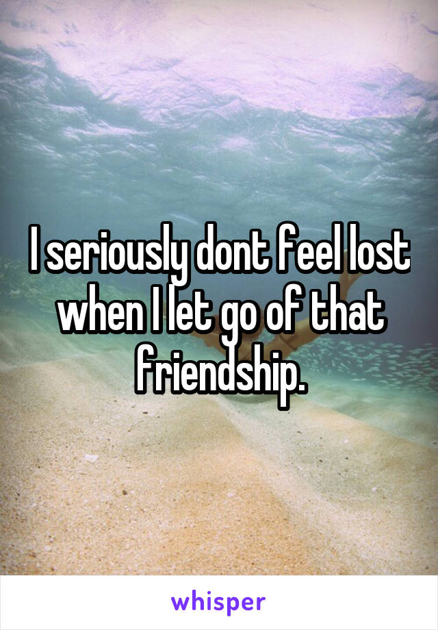 I seriously dont feel lost when I let go of that friendship.