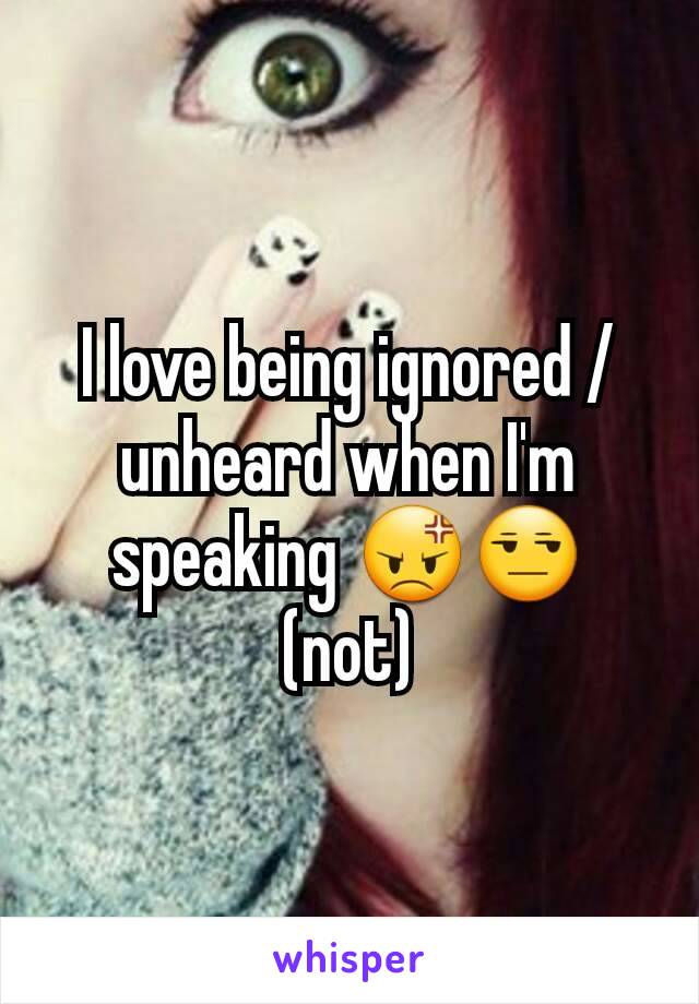 I love being ignored /unheard when I'm speaking 😡😒 (not)