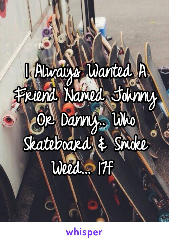 I Always Wanted A Friend Named Johnny Or Danny.. Who Skateboard & Smoke Weed... 17f 