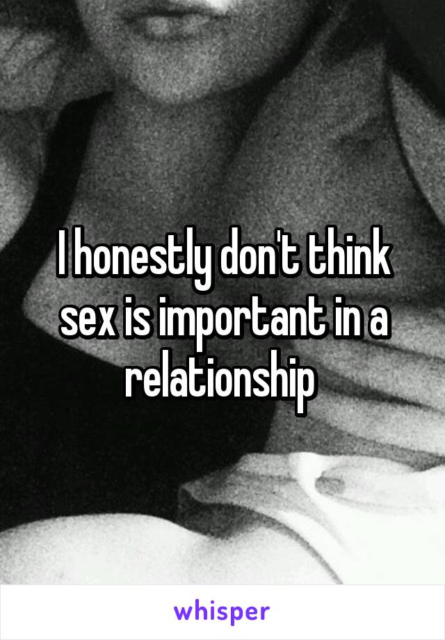 I honestly don't think sex is important in a relationship 