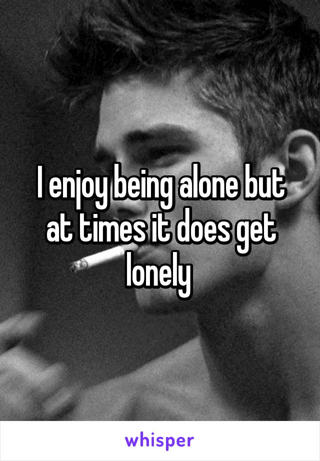 I enjoy being alone but at times it does get lonely 