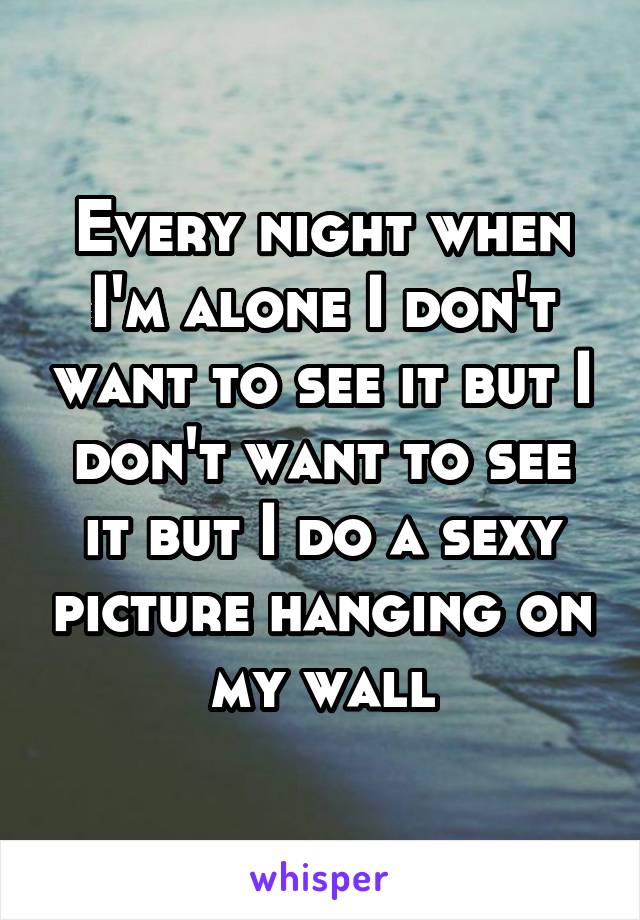 Every night when I'm alone I don't want to see it but I don't want to see it but I do a sexy picture hanging on my wall