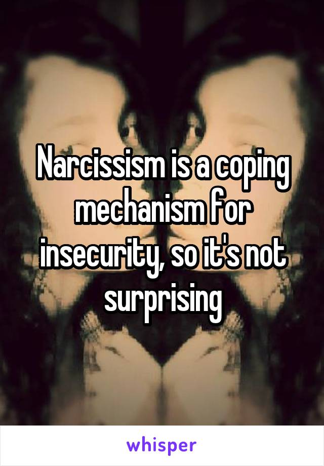 Narcissism is a coping mechanism for insecurity, so it's not surprising