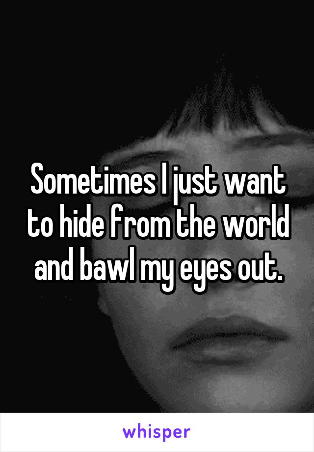 Sometimes I just want to hide from the world and bawl my eyes out.