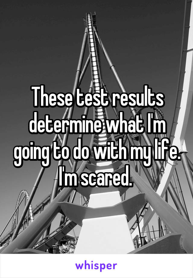 These test results determine what I'm going to do with my life. I'm scared. 