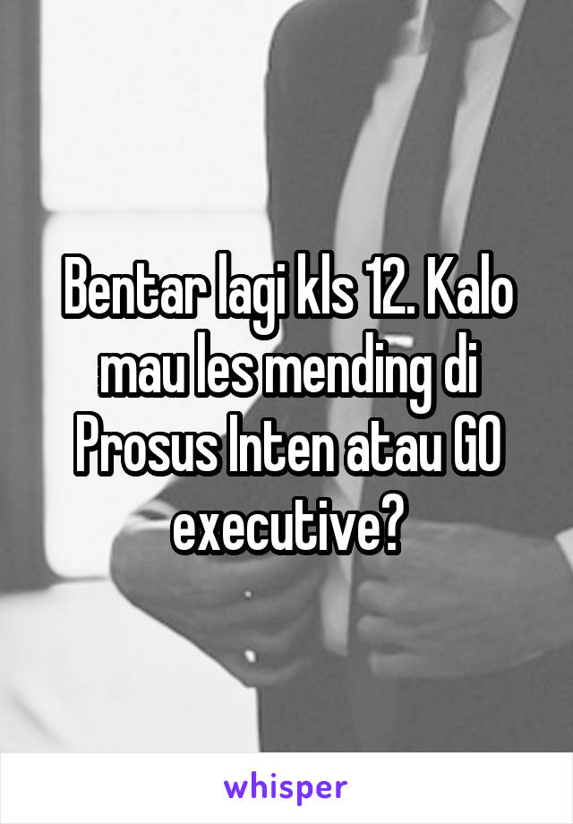 Bentar lagi kls 12. Kalo mau les mending di Prosus Inten atau GO executive?