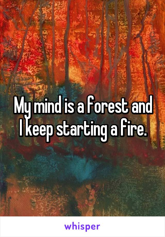 My mind is a forest and I keep starting a fire.