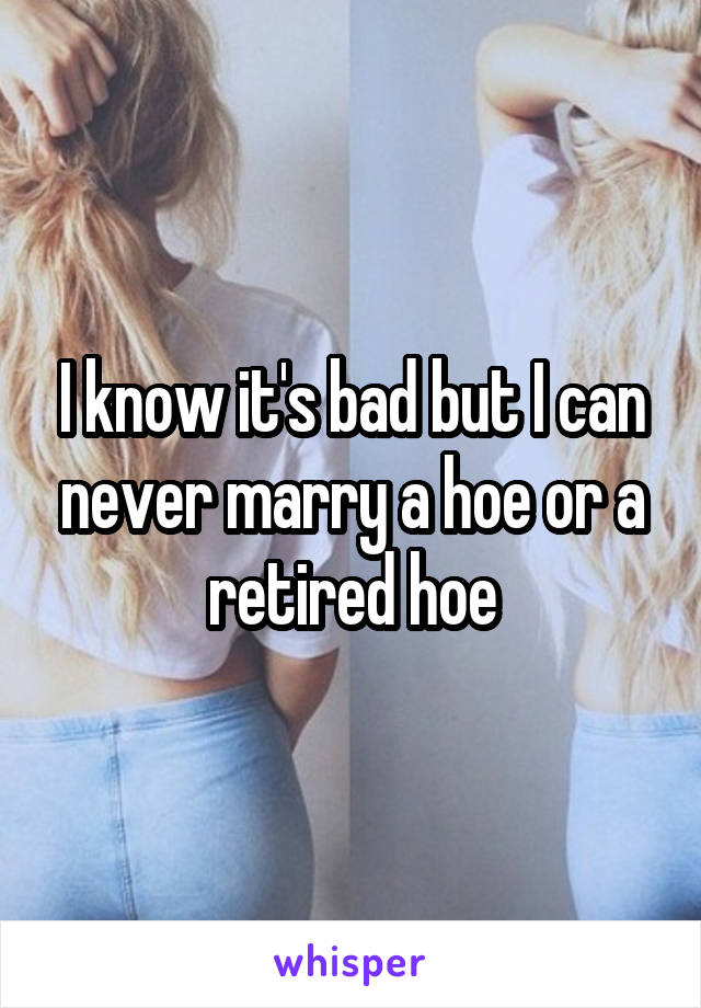 I know it's bad but I can never marry a hoe or a retired hoe