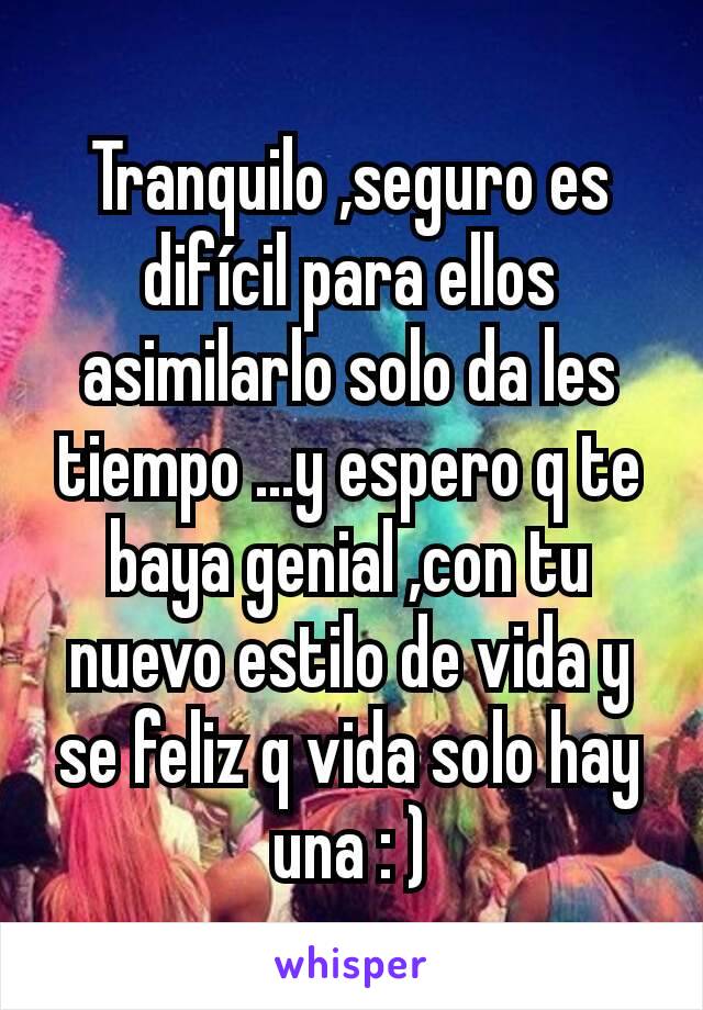 Tranquilo ,seguro es difícil para ellos asimilarlo solo da les tiempo ...y espero q te baya genial ,con tu nuevo estilo de vida y se feliz q vida solo hay una : )