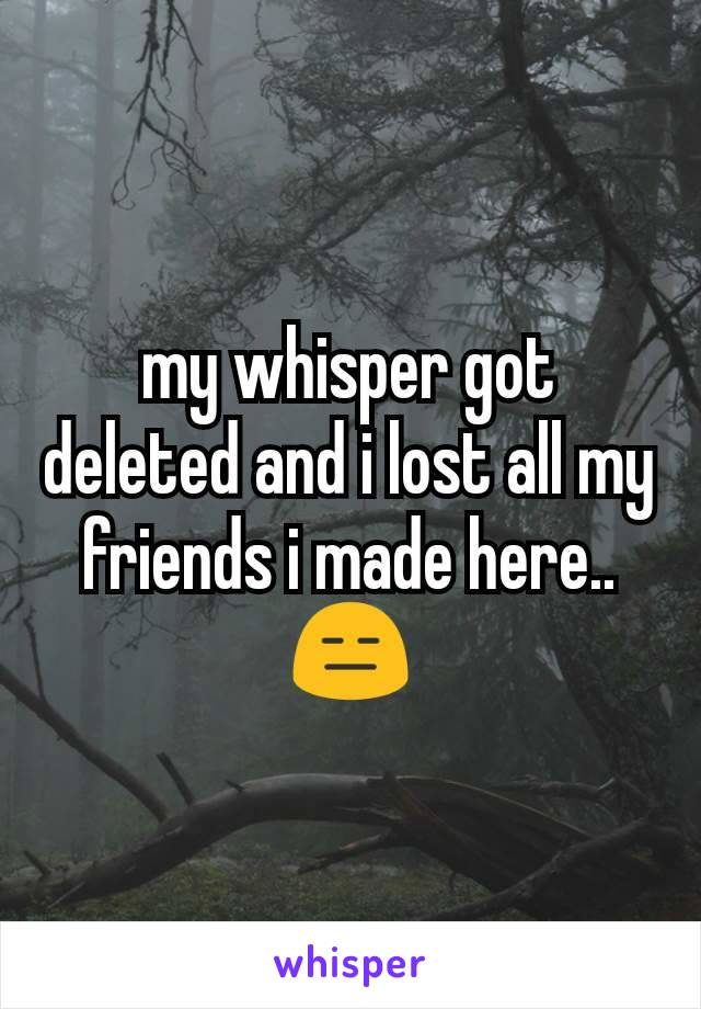 my whisper got deleted and i lost all my friends i made here..😑