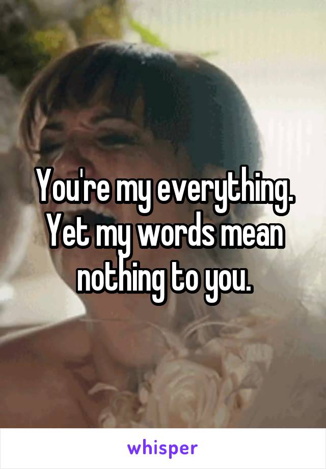 You're my everything. Yet my words mean nothing to you.