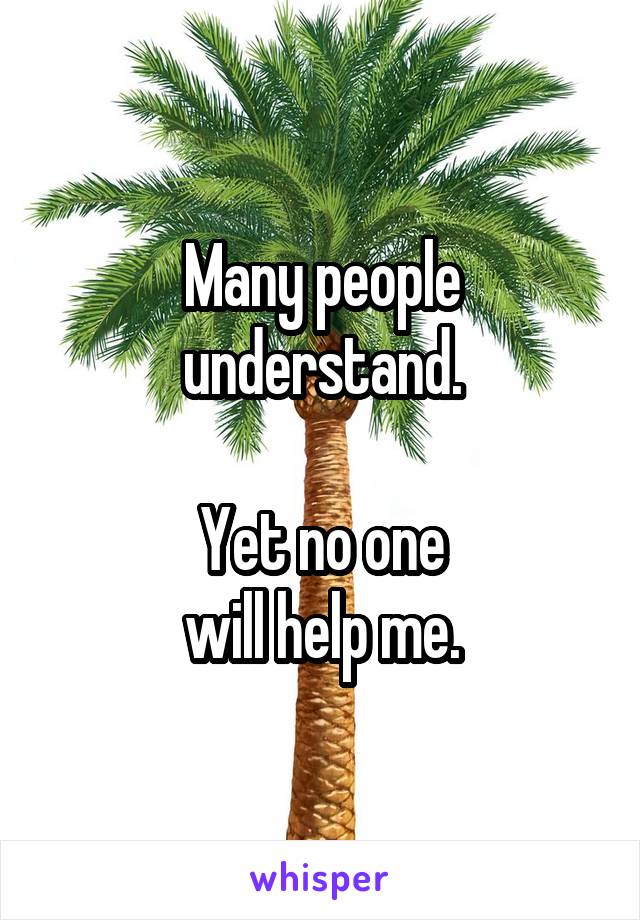 Many people understand.

Yet no one
will help me.