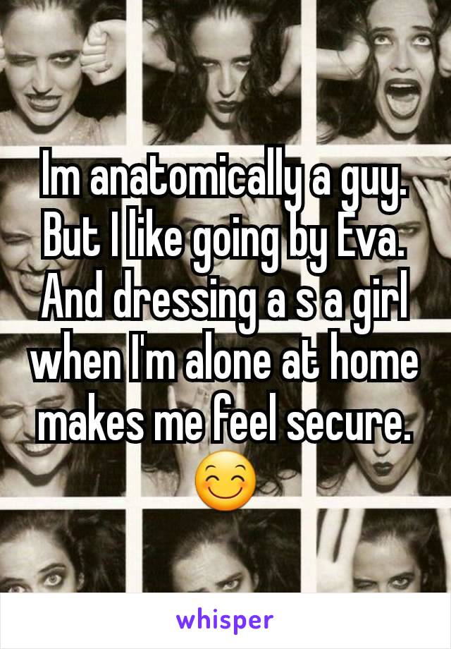 Im anatomically a guy. But I like going by Eva. And dressing a s a girl when I'm alone at home makes me feel secure. 😊