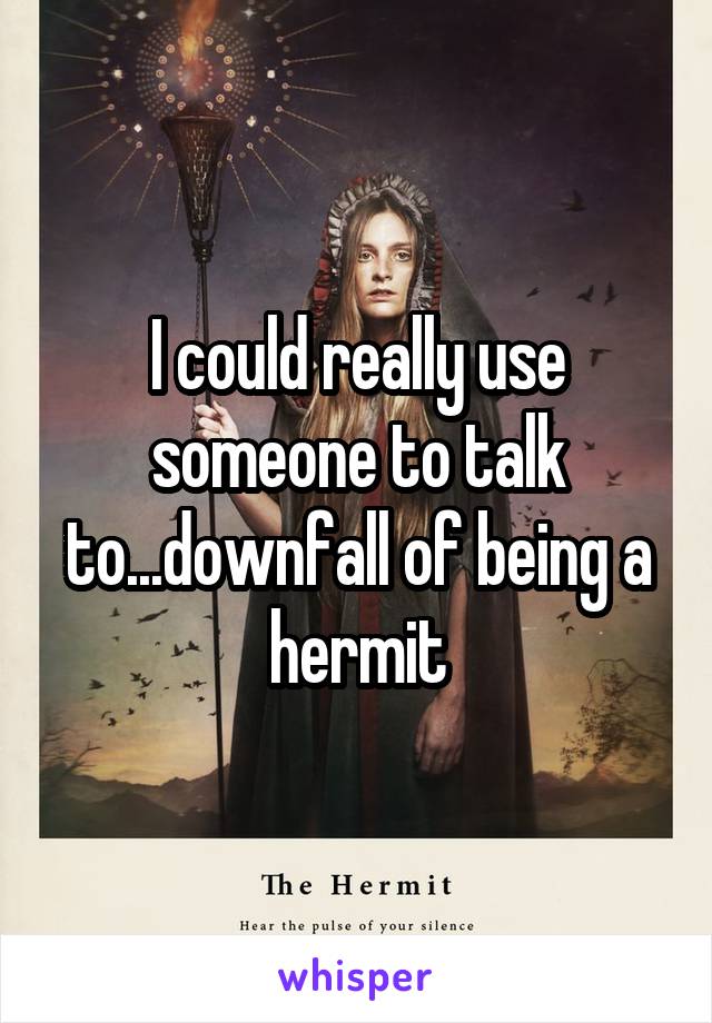 I could really use someone to talk to...downfall of being a hermit