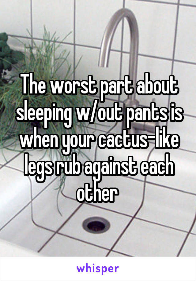 The worst part about sleeping w/out pants is when your cactus-like legs rub against each other 