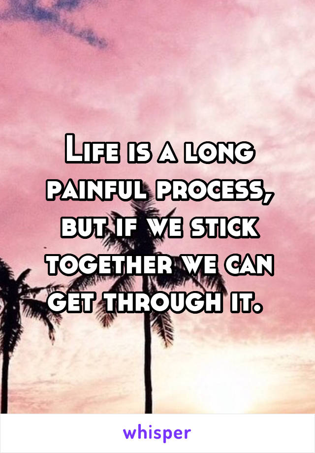 Life is a long painful process, but if we stick together we can get through it. 