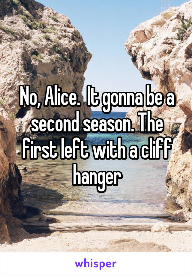 No, Alice.  It gonna be a second season. The first left with a cliff hanger