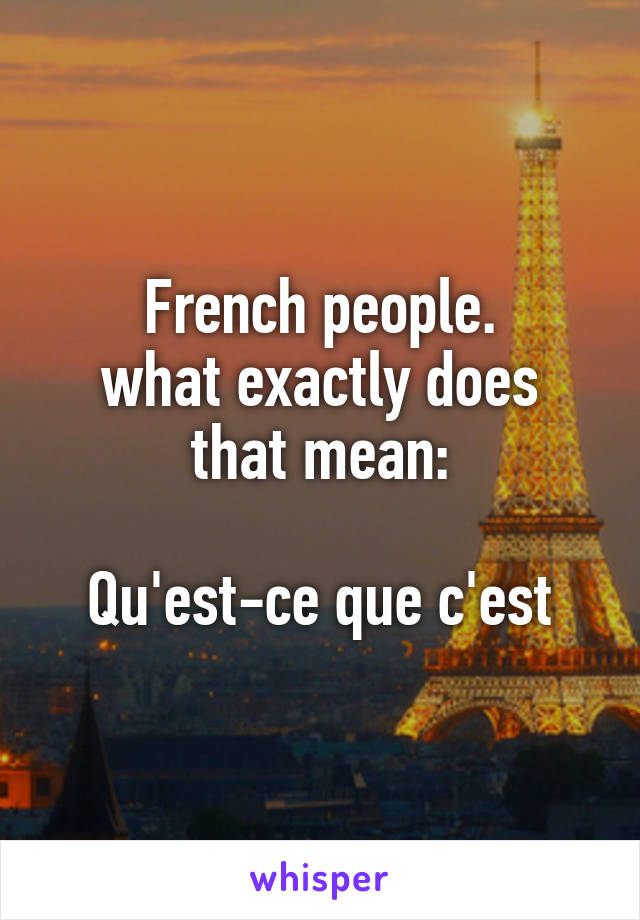 French people.
what exactly does that mean:

Qu'est-ce que c'est