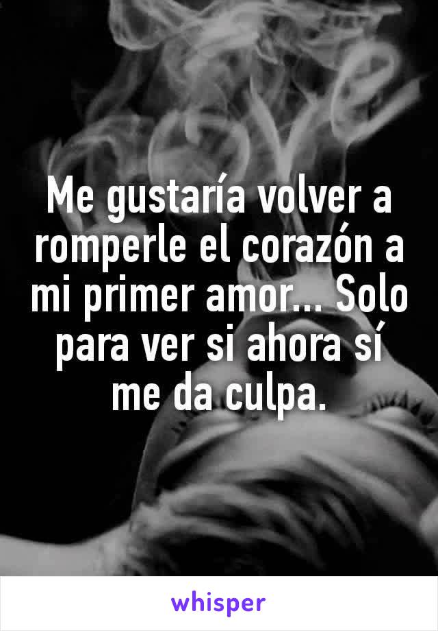 Me gustaría volver a romperle el corazón a mi primer amor... Solo para ver si ahora sí me da culpa.