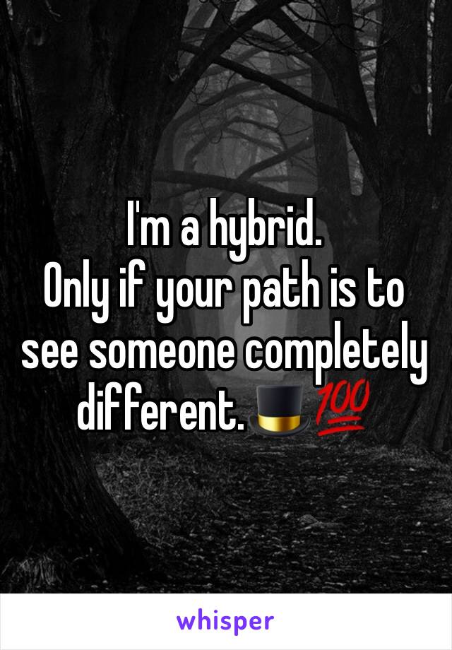 I'm a hybrid.
Only if your path is to see someone completely different.🎩💯