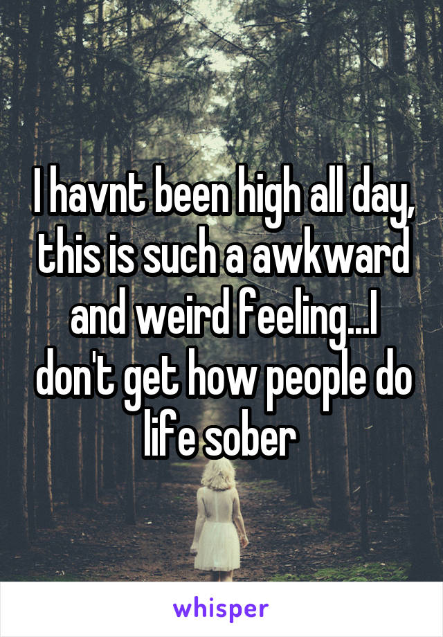 I havnt been high all day, this is such a awkward and weird feeling...I don't get how people do life sober 