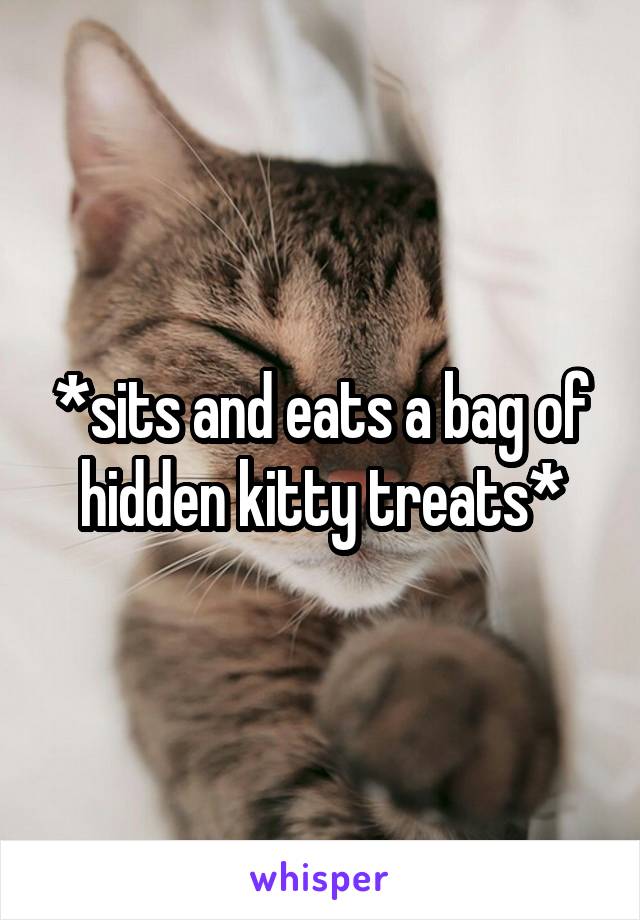 *sits and eats a bag of hidden kitty treats*