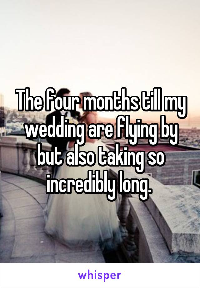 The four months till my wedding are flying by but also taking so incredibly long. 