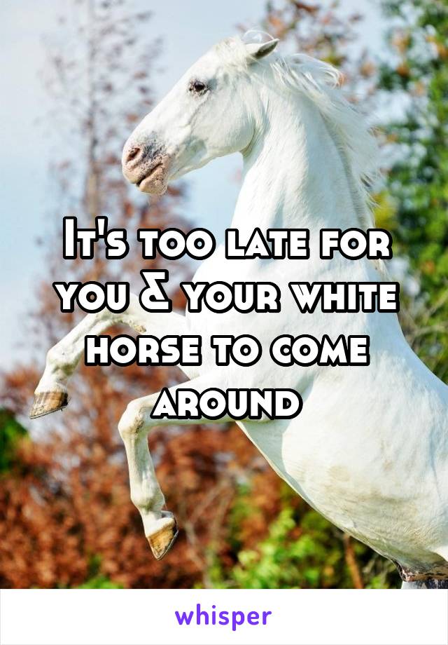 It's too late for you & your white horse to come around